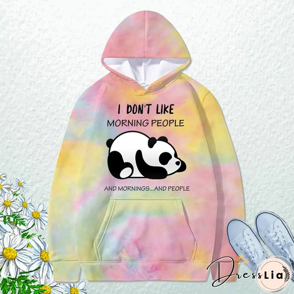 Funny Panda I Don'T Like Morning People Printed Hoodie For Women New Fashion Autumn And Winter Pullovers Ladies Creative Personalized Sweatshirts