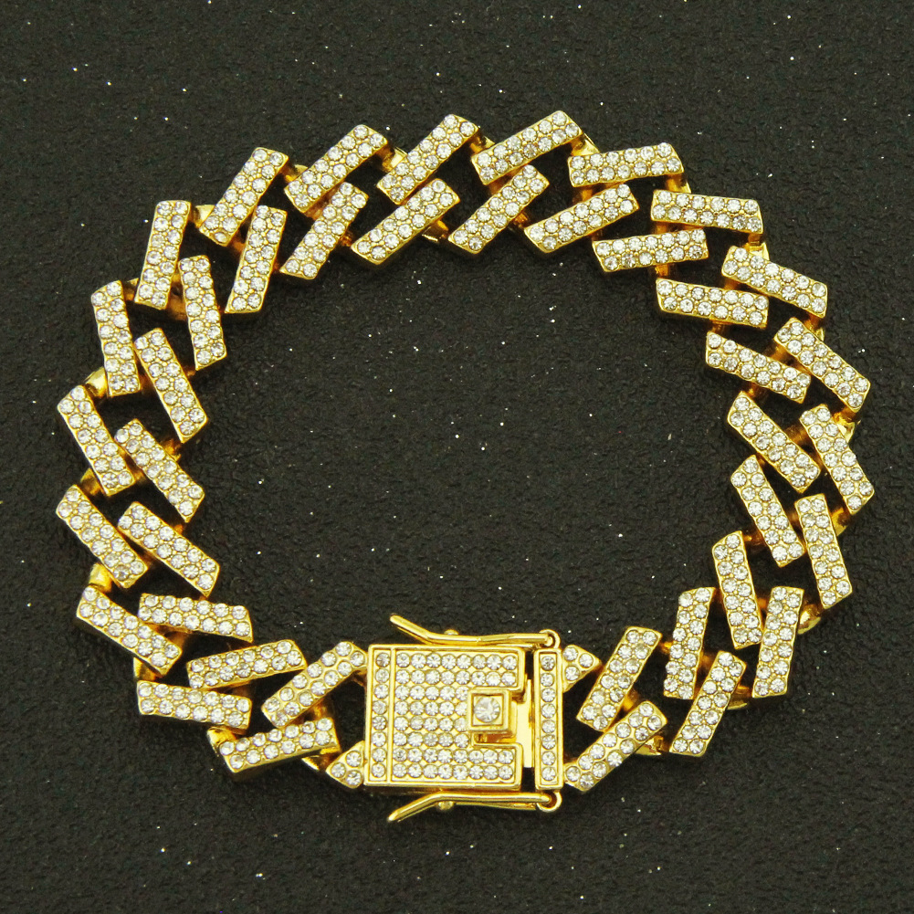 Trendy 15mm Diamond-Shaped Bar Cuban Bracelet - Sopula｜Premium Graphic Tees & Graphic Clothing
