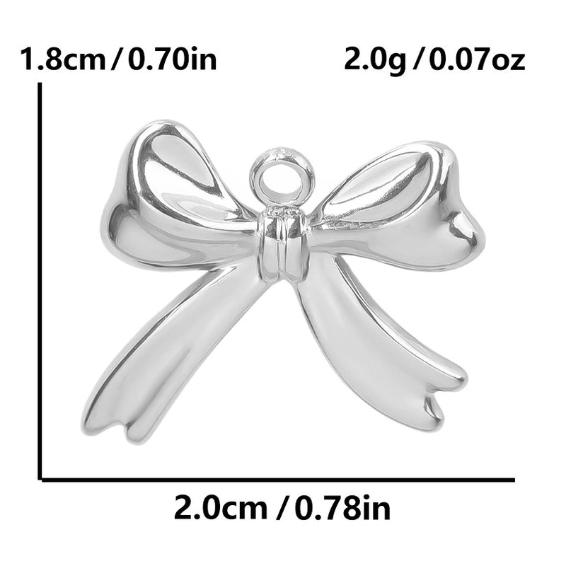 5 Pieces 28*20mm 28*42mm 33*29mm 304 Stainless Steel 18K Gold Plated Bow Knot Polished Pendant