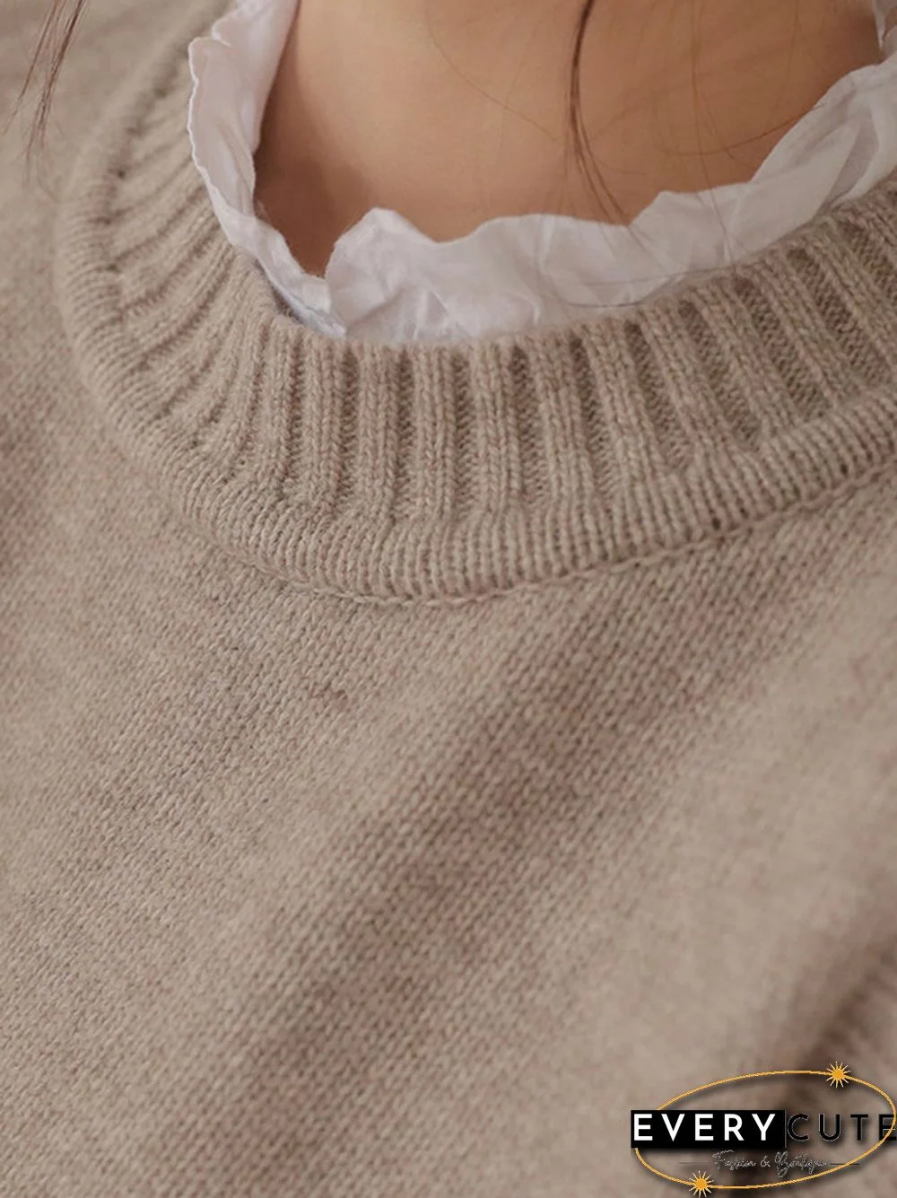 Simple Sleeveless Loose Buttoned Solid Color Round-Neck Sweater Vest Outerwear