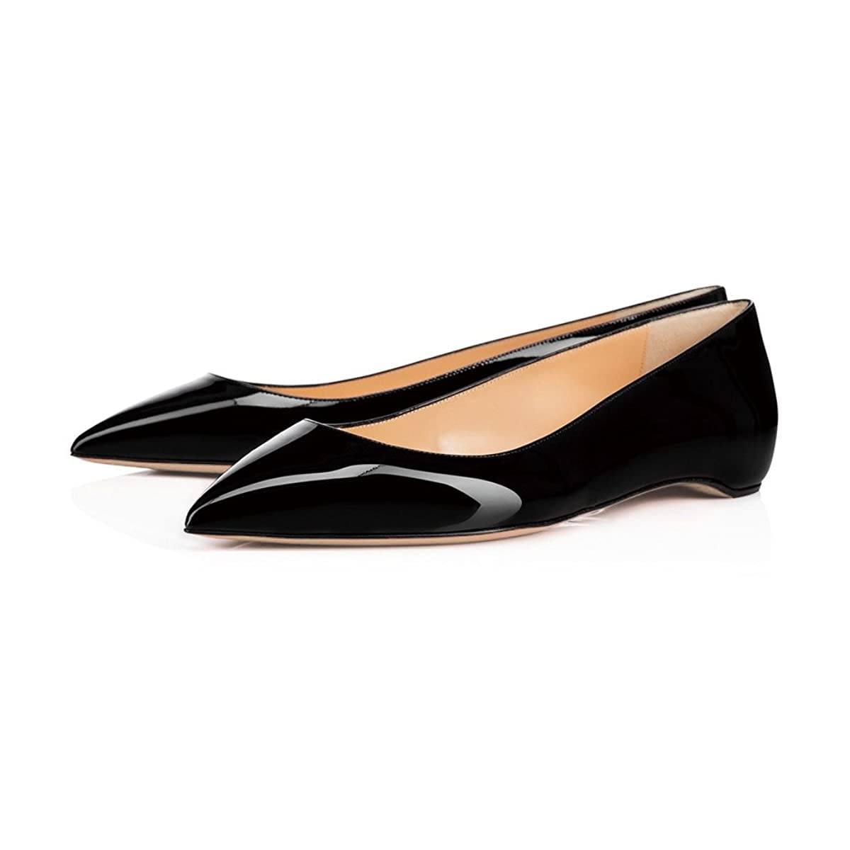 Black Patent Leather Closed Toe Flat Formal Pumps Nicepairs