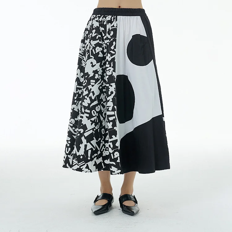 Art Design Geometrical Printed Patchwork Skirt