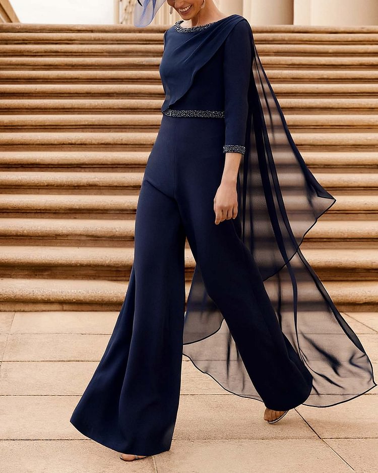 Flowy chiffon and sequined jumpsuit