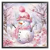Winter Pink Snowman - 11CT Stamped Cross Stitch 40*40cm