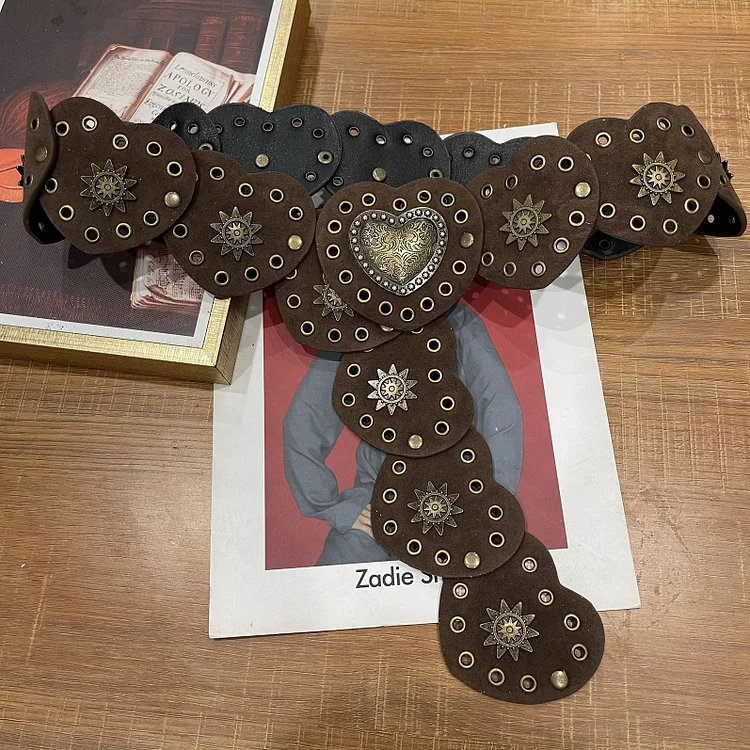 Retro Western Style Tribal Style Metal Stitching Love Belt