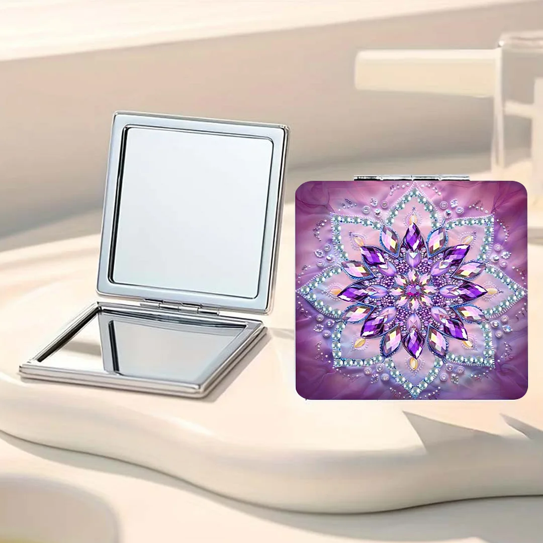 Mandala DIY Special Shaped Diamond Painting Compact Mirror Kits Diamond Art Painting Pocket Mirror for Beginners Adults Art Craft Woman Gifts