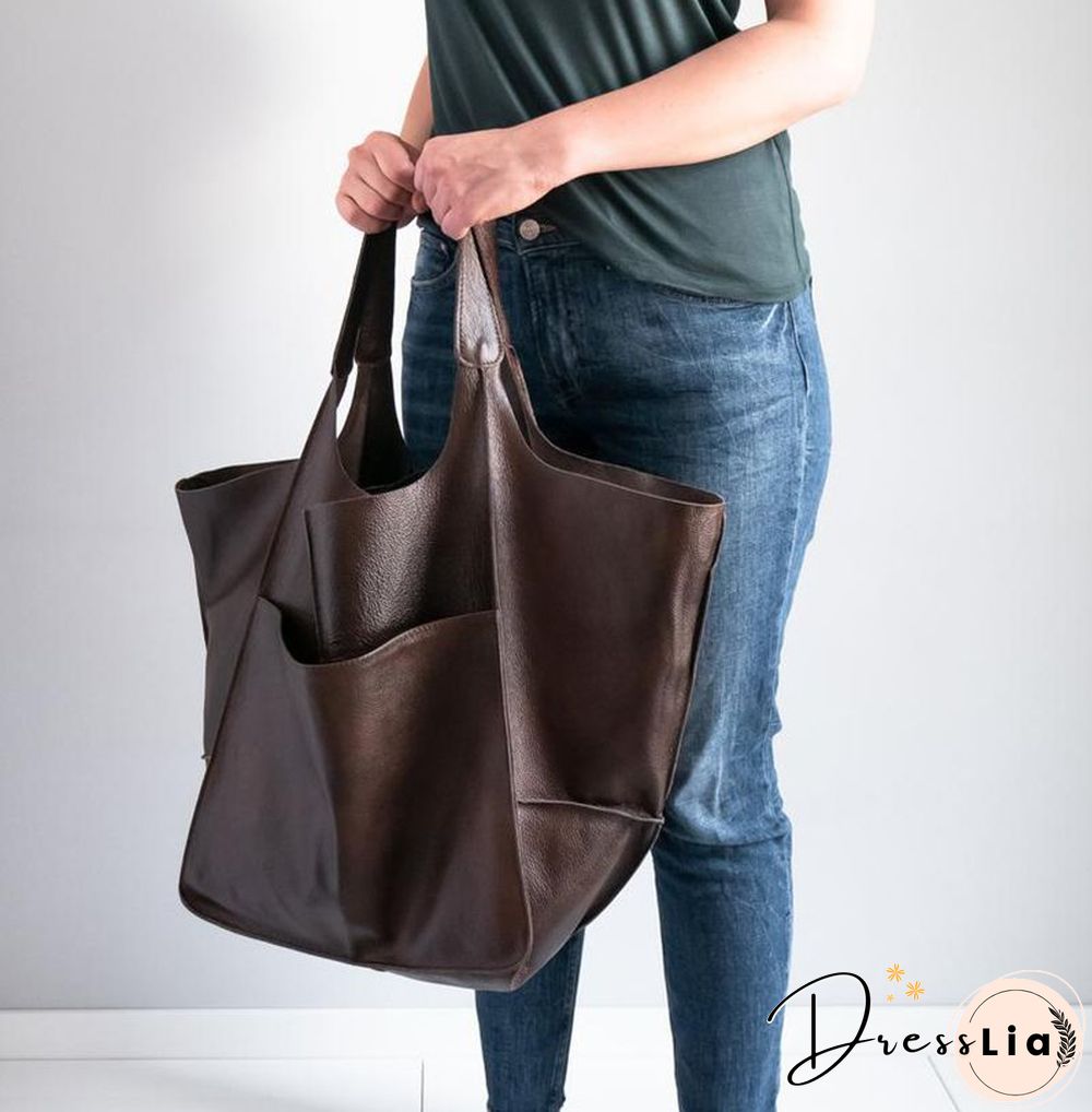 Brown Leather Womens Tote Bags School Handbags