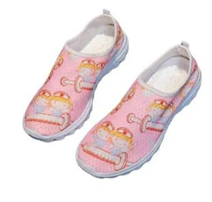 Comemore Cute Cartoon Nurse Women Slip On Sneakers Dentist Mesh Ladies Shoes Light Casual Summer Moccasin Autumn Loafers White