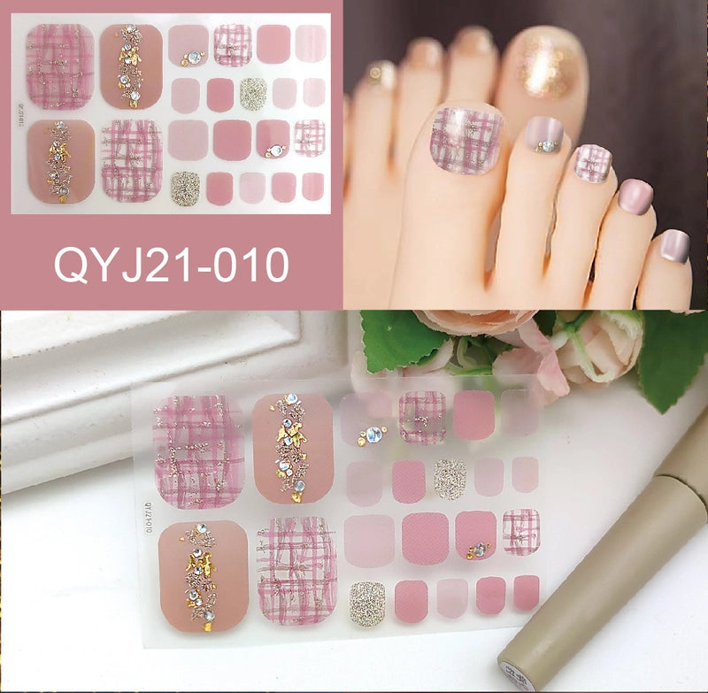 Explosions Foot Nail Stickers Summer Toenail Stickers Bronzing Imitation Diamond Nail Stickers Waterproof Foot Stickers