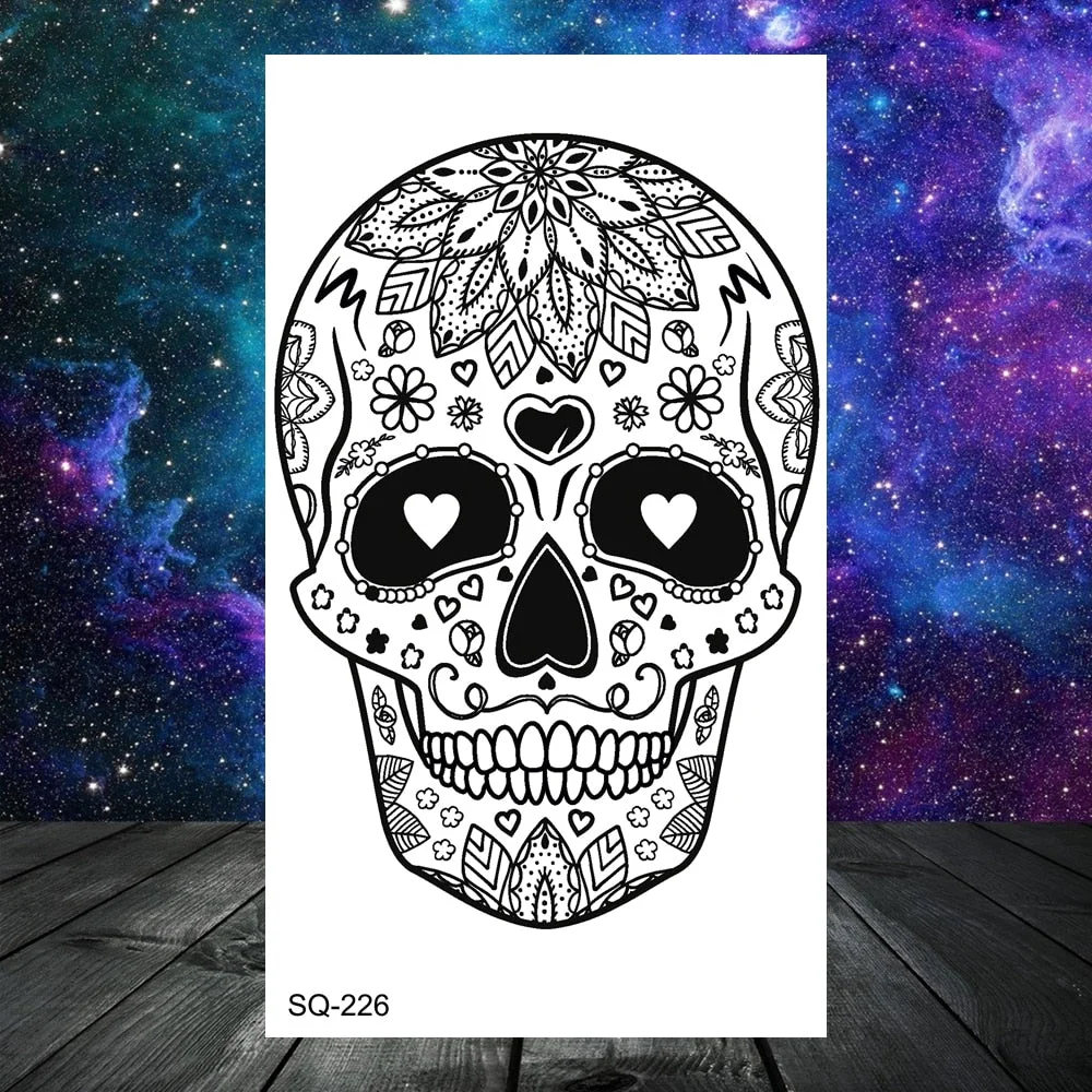 Realistic Rose Flower Snake Temporary Tattoos For Women Adult Skull Peony Lips Sword Tree Fake Tattoo Neck Arm Hands Small Tatoo