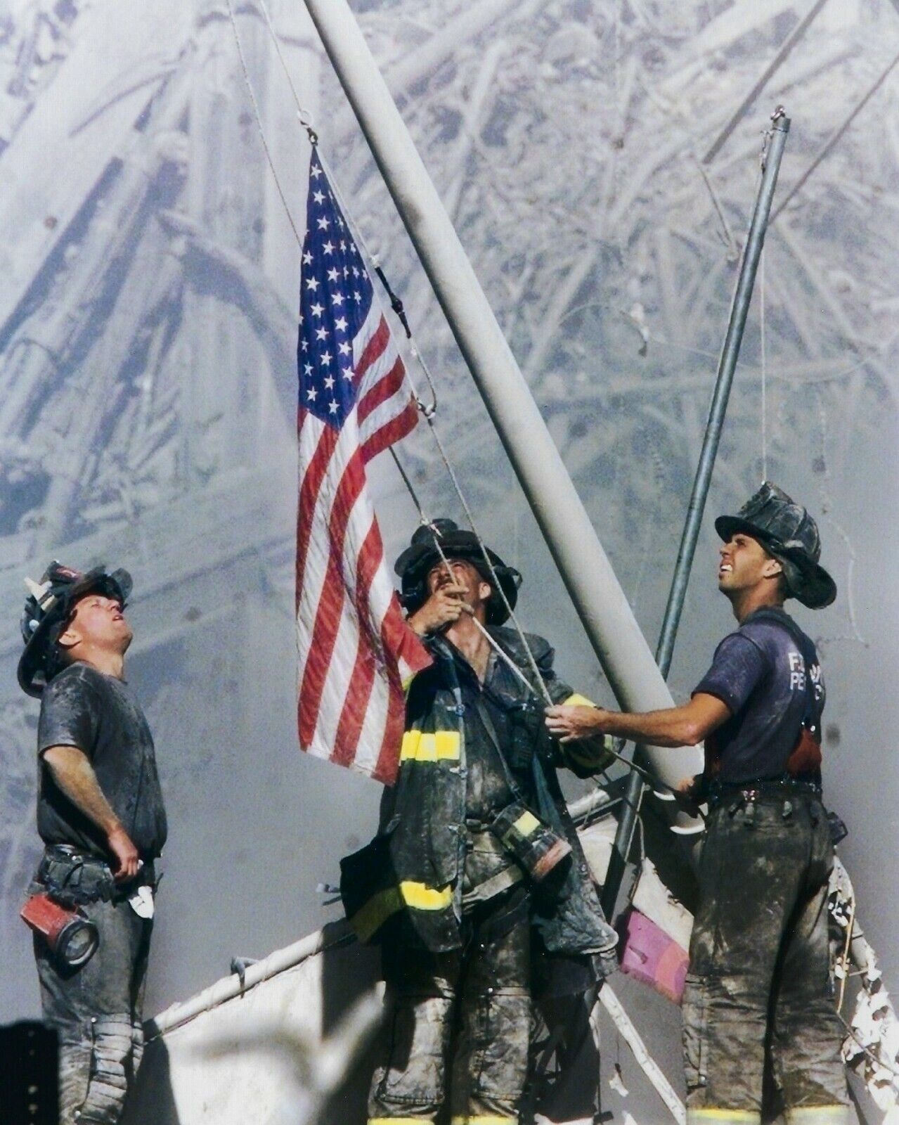 WORLD TRADE CENTER 8X10 Photo Poster painting PICTURE USA US 9-11 RAISING FLAG