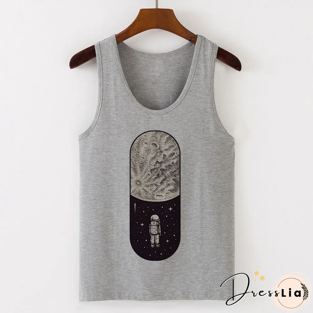 Womens Sexy Vest Tank Tops T-Shirt Summer Camisole Universe Print Fashion Streetwear