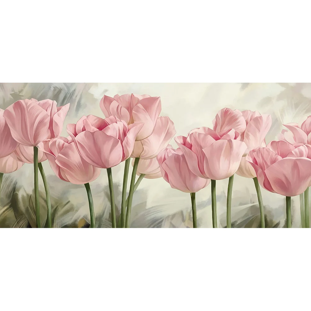 Pink Flowers - Full Round - Diamond Painting