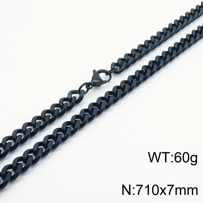 Fashion Simple Bracelet Stainless Steel Six-Sided Grinding Chain Choker Necklace