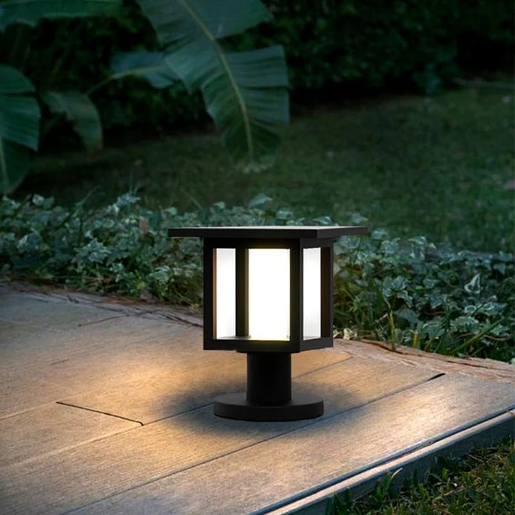 Square Lantern LED Waterproof Black Rustic Solar Lights Outdoor Lamp - Appledas