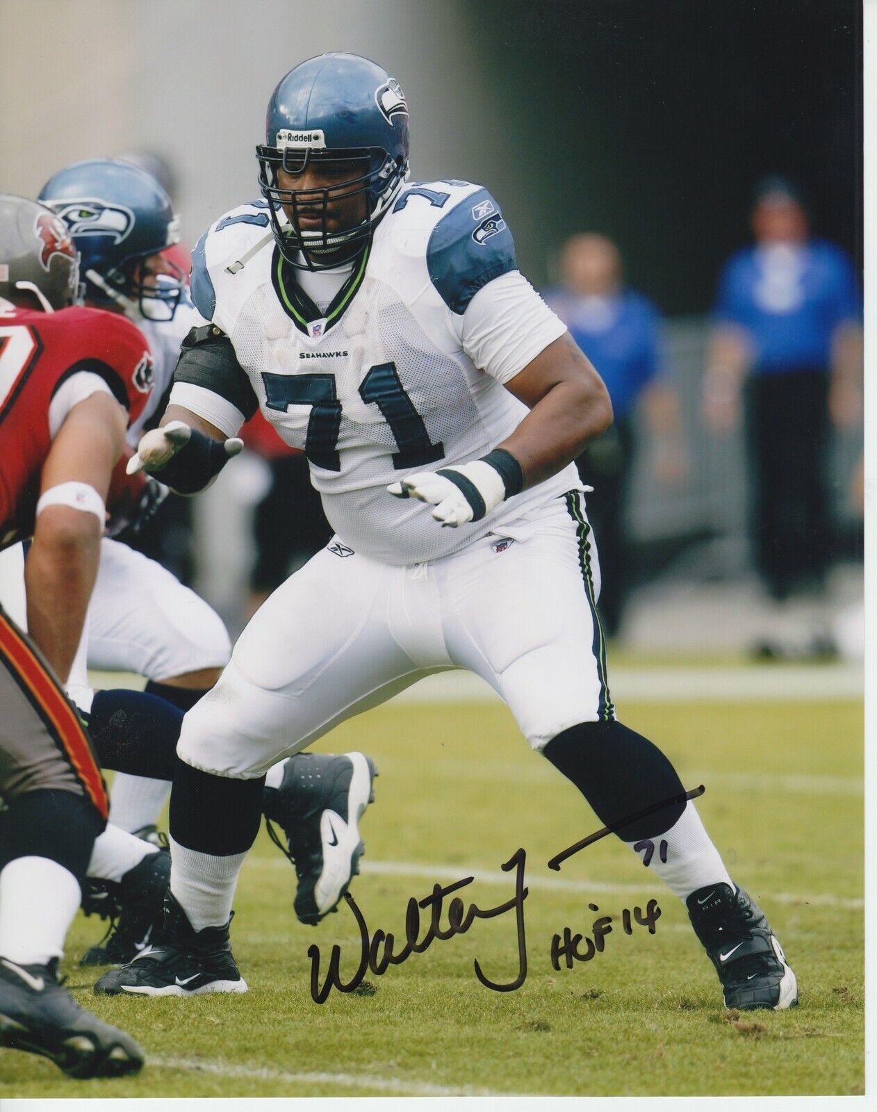 Walter Jones W/ HOF 14 Pose5 8x10 Signed Photo Poster painting w/ COA Seattle Seahawks -