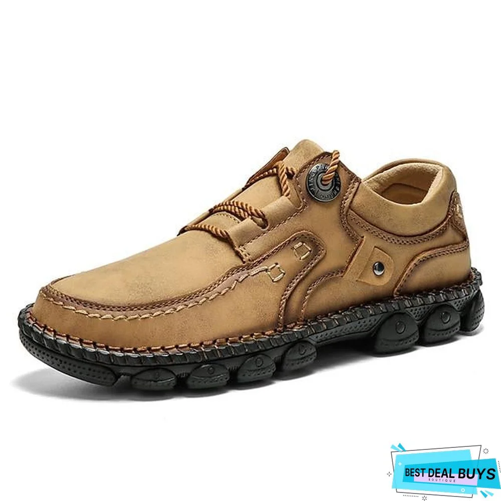 Men's Spring / Fall Casual / British Daily Outdoor Oxfords Hiking Shoes / Walking Shoes Faux Leather Non-Slipping Wear Proof Black / Yellow / Khaki