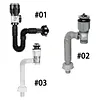 3In1 Bathroom Sink Drain Kit Flexible P-Trap Drain Pipe Replacement with Pop Up Stopper Expandable Flexible Downspout Pipe Anti Odor Filter Water Pipes