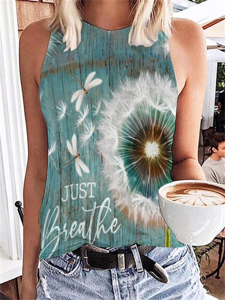 Dandelion And Dragonfly Just Breathe Tank Top