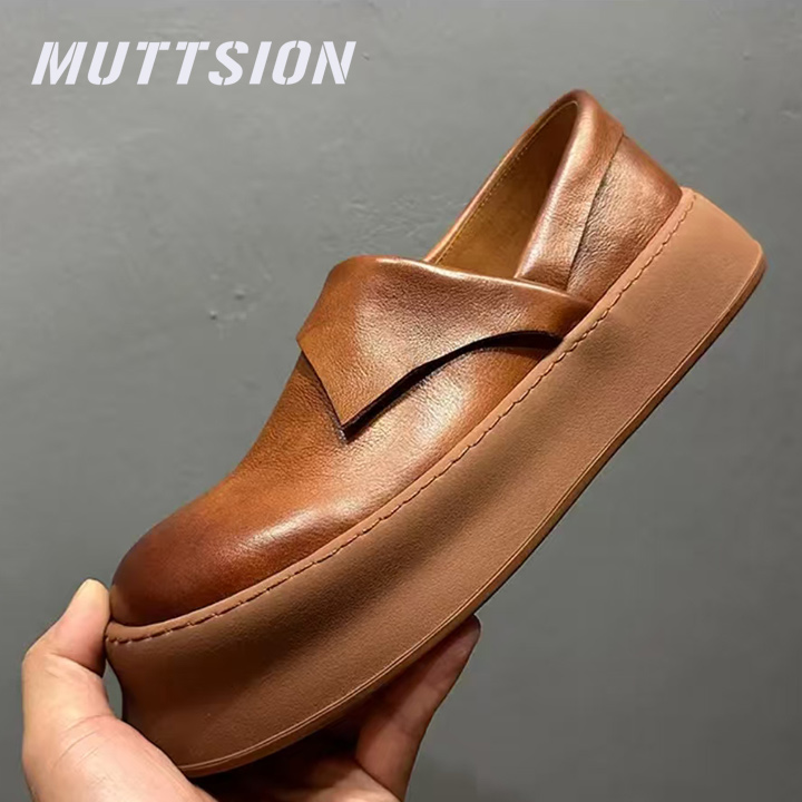 MUTTSION New Style Retro Casual Round Toe Versatile Men's Loafers