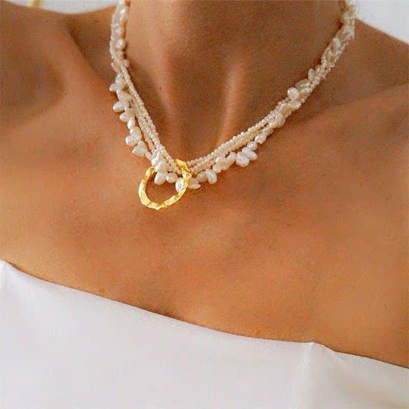 Multi layer fresh water pearl necklace-zachics