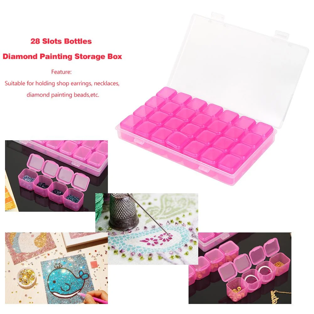 28 Grids Jewelry Box Diamond Embroidery Crystal Bead Organizer Storage Case