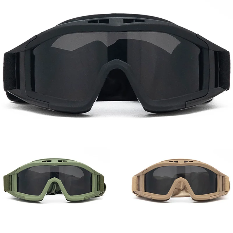Tactical Glasses Explosion-proof Anti Impact Goggles Three Lens Cover