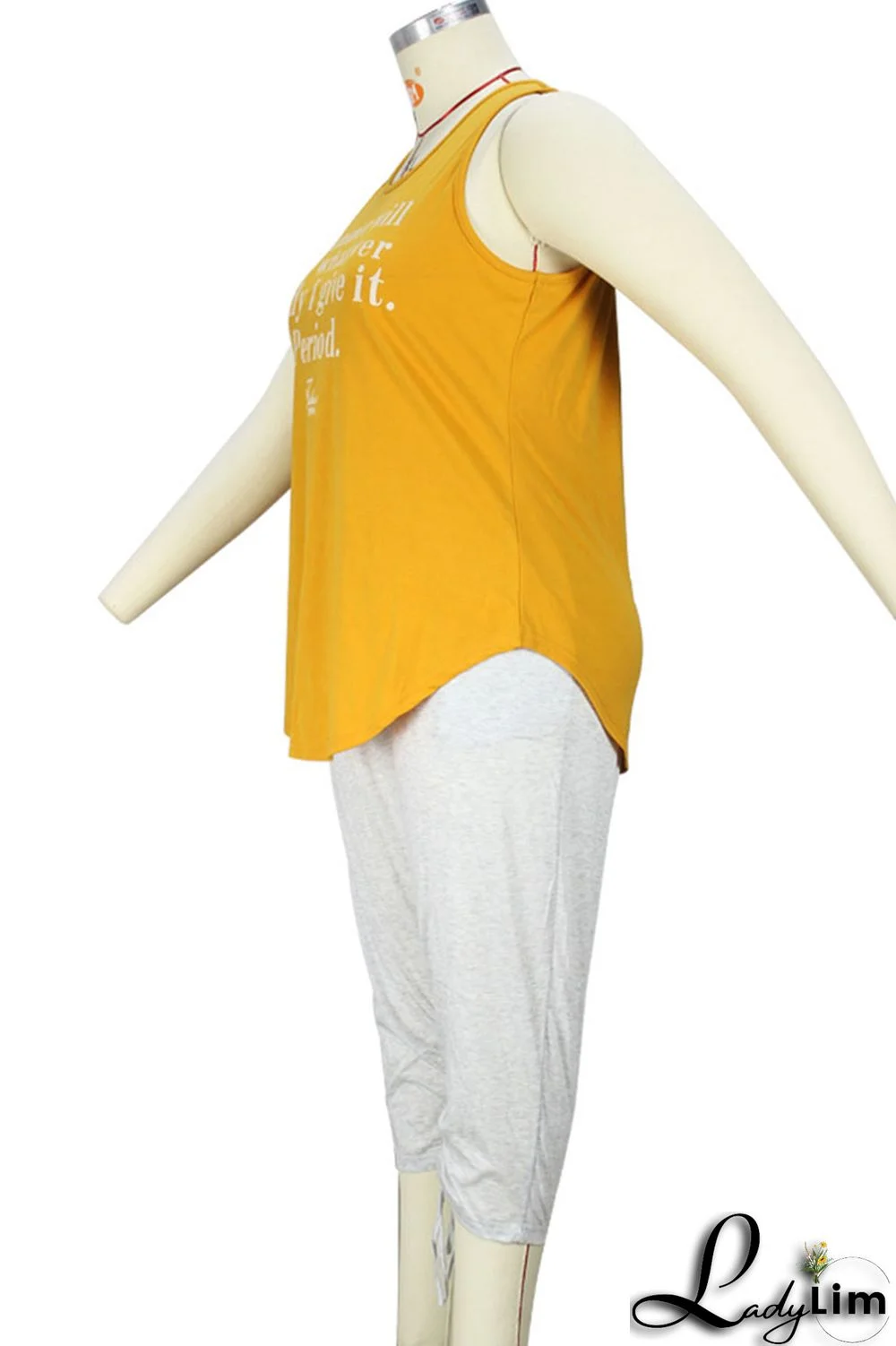 Yellow Casual Print Patchwork O Neck Plus Size Tops