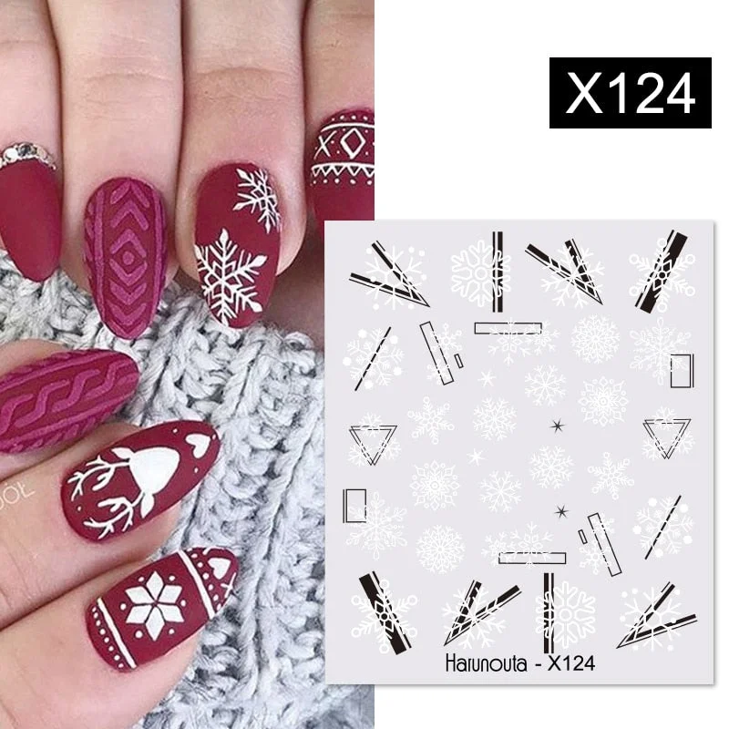 Winter Xmas Nail Sticker 3D Christmas Elk Santa Christmas Snowflake Cartoon Slider Design Polish Decoration Nail Accessories