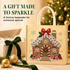 Christmas Diamond Painting Tote Bag Pearl Gem Gingerbread House Linen