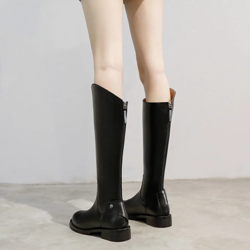 2021 Autumn and Winter New Knee-length Women's Boots Women's Microfiber Round Toe Zipper Warm Winter Boots Ladies Fashion Boots