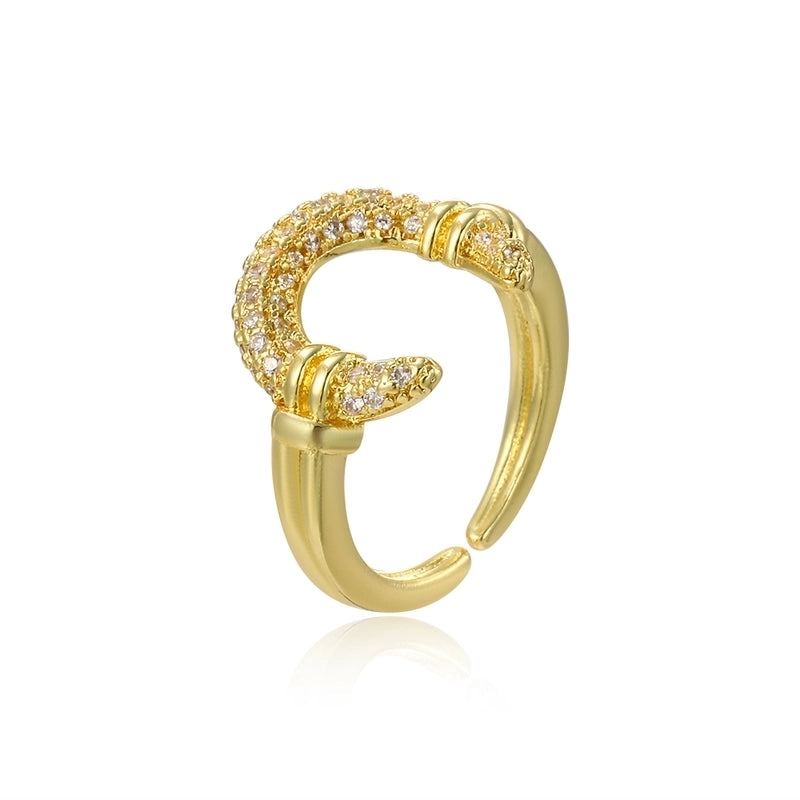 Copper Plating 18K Color-Retaining Zircon Horn Open Ring