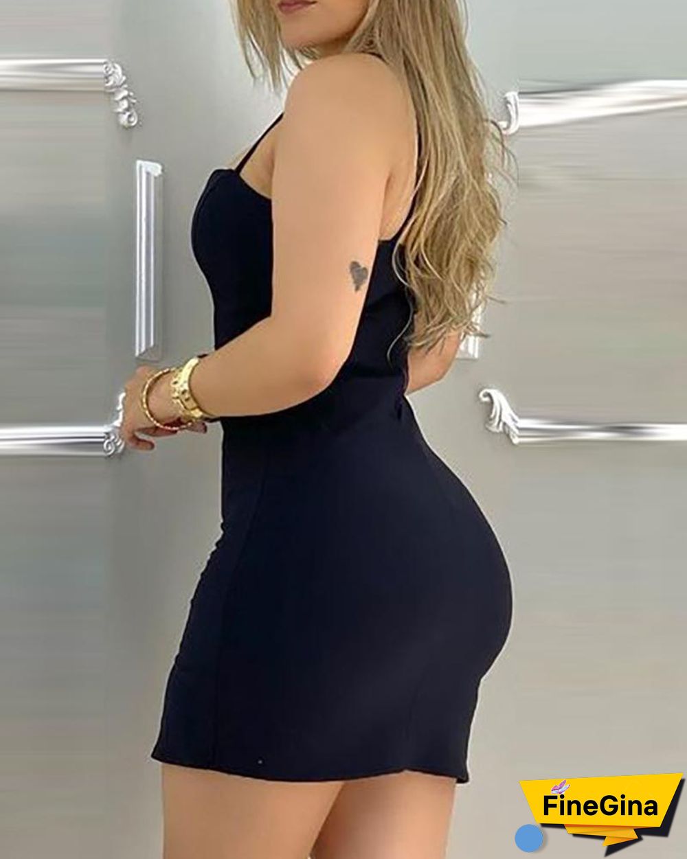 Plain Side Slit Cami Bodycon Dress P14030