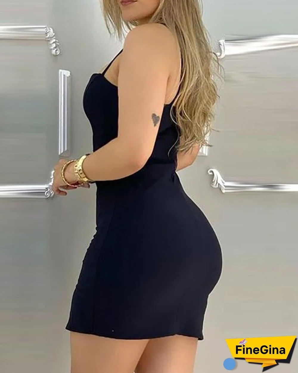 Plain Side Slit Cami Bodycon Dress P14030