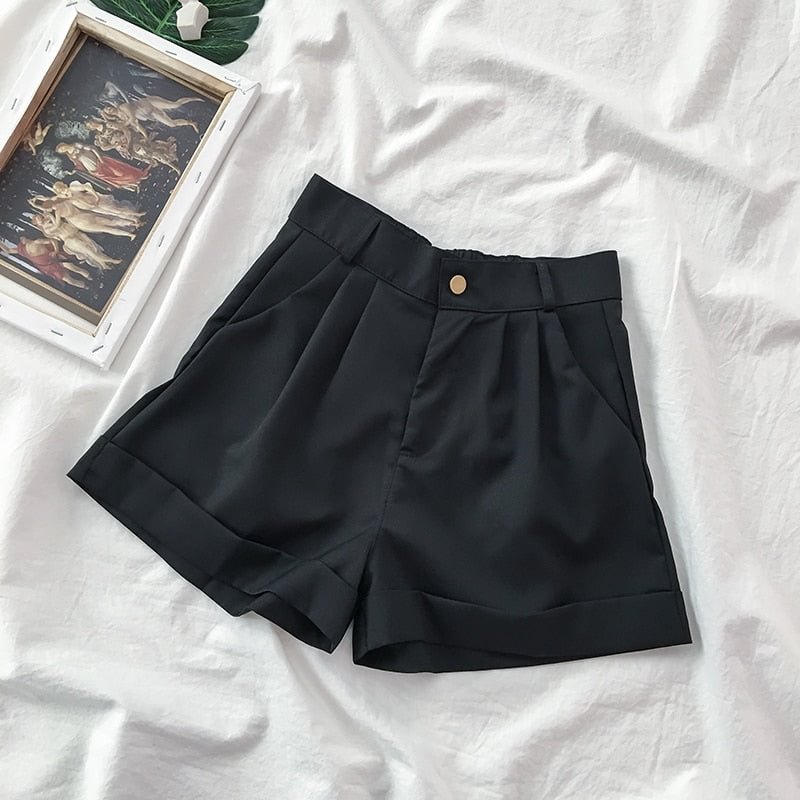 High Waisted Shorts Women Simple Japanese Style Chic Casual Soft Daily Ladies Trousers Basic Loose Ins Woman Bottom All-match