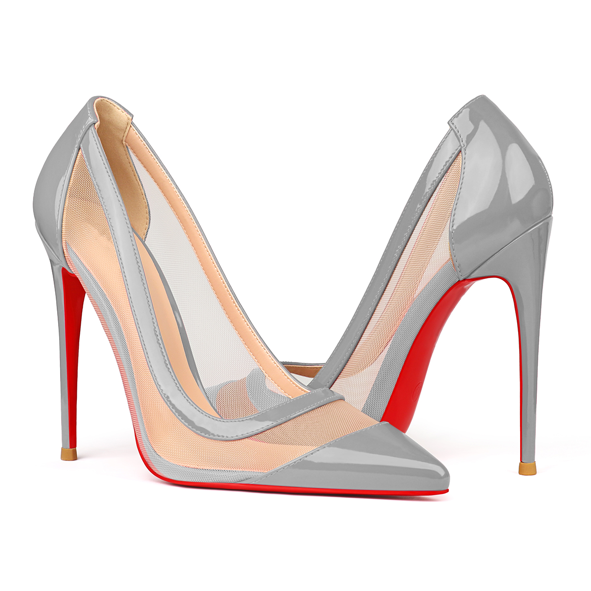 100mm/120mm Women's Breathable Mesh Pointed Toe Red Bottom High Heel Sandals Pumps-MERUMOTE