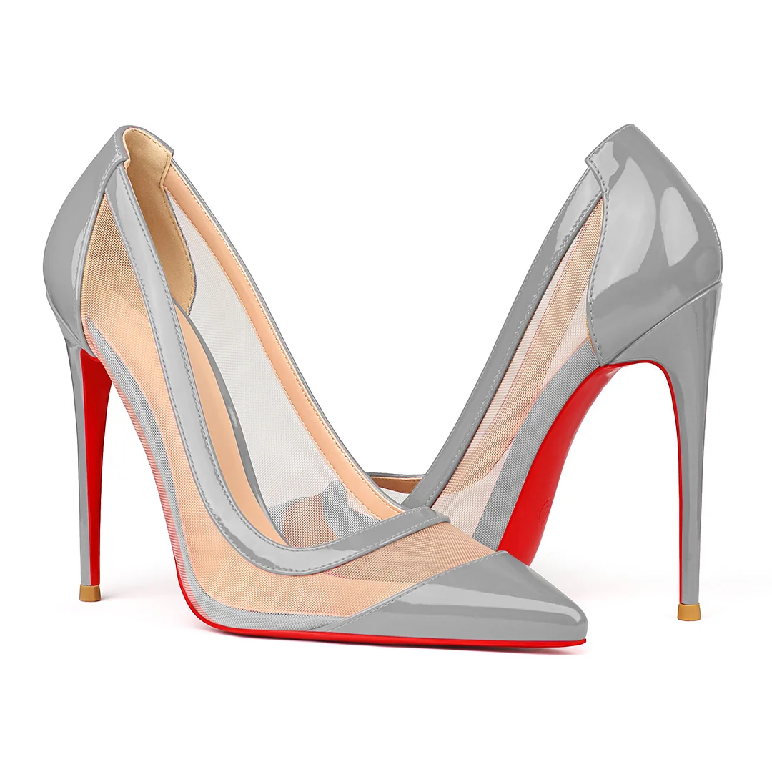 100mm/120mm Women's Breathable Mesh Pointed Toe Red Bottom High Heel Sandals Pumps-MERUMOTE