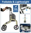 Soundfuse 3 Wheel Walkers for Seniors, Lightweight Foldable Aluminum Rollator Walker, Height Adjustable Three Wheel Walker