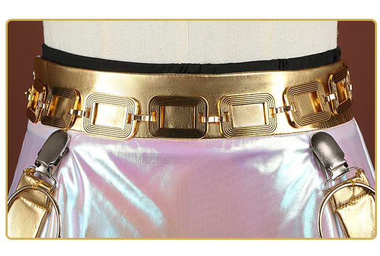 Tegooe Huntrix Zoey Cosplay Costume Wig for Women - Demon Hunter Uniform - BlackWhite Golden - S-3XL