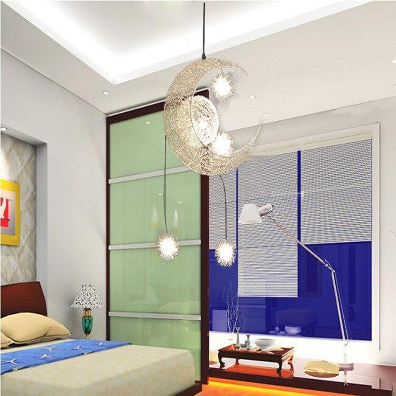 Novelty LED Modern Pendant Lamp Moon Star Wicker Nest Balcony Droplight With 5*G4 Bulb For Kid Children Room Light Home Decor