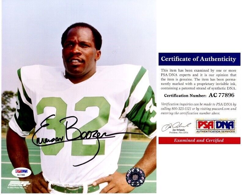 Emerson Boozer Signed New York Jets 8x10 Photo Poster painting Super Bowl III Champion + PSA/DNA