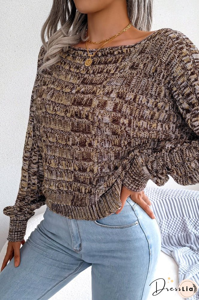 Cable Knit Wide Shoulder Short Length Sweaters Top