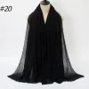 Pleated Linen Cotton Scarf Woolen Edge Women Hijab Shawl