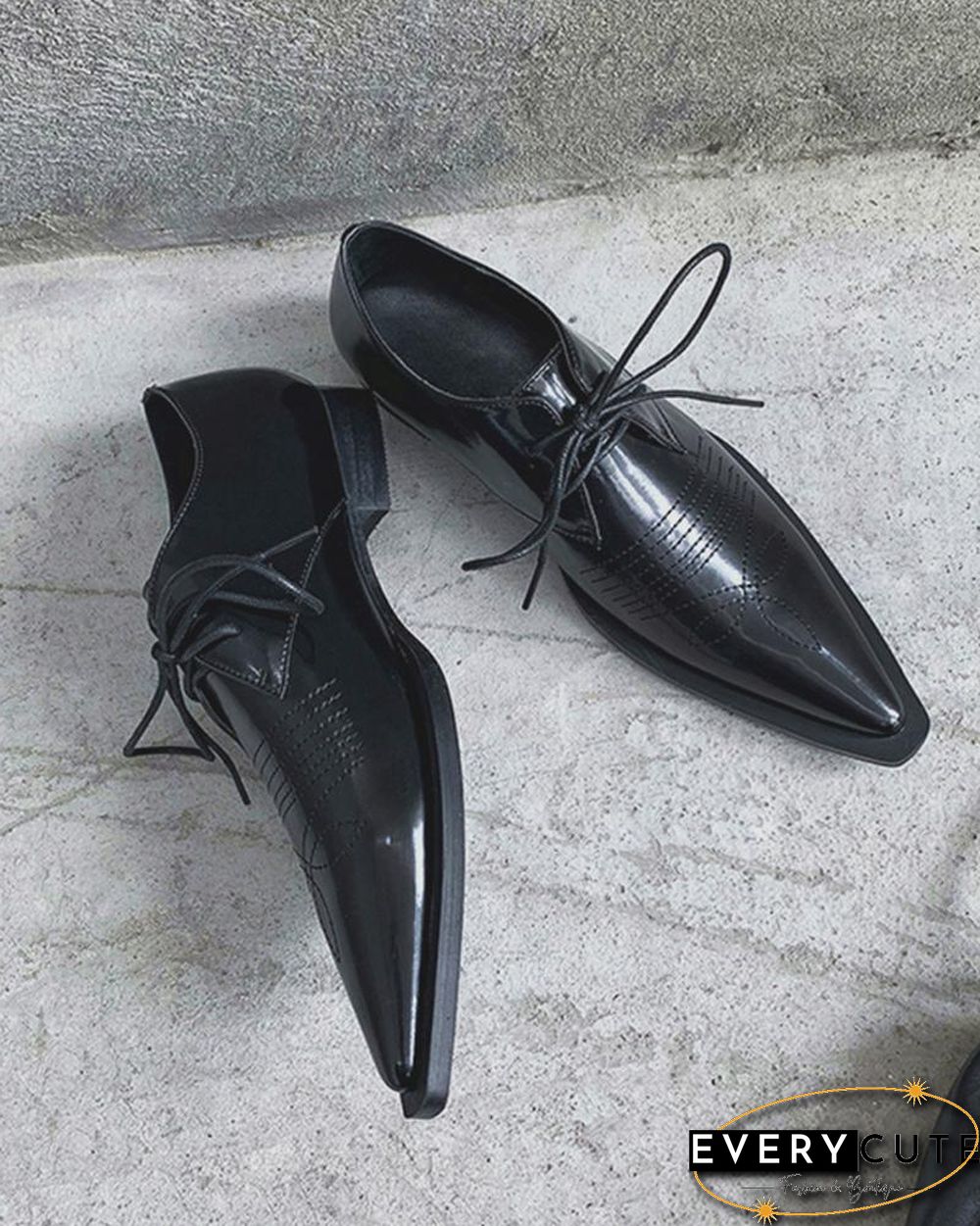 Metallic Pointed Toe Oxfords