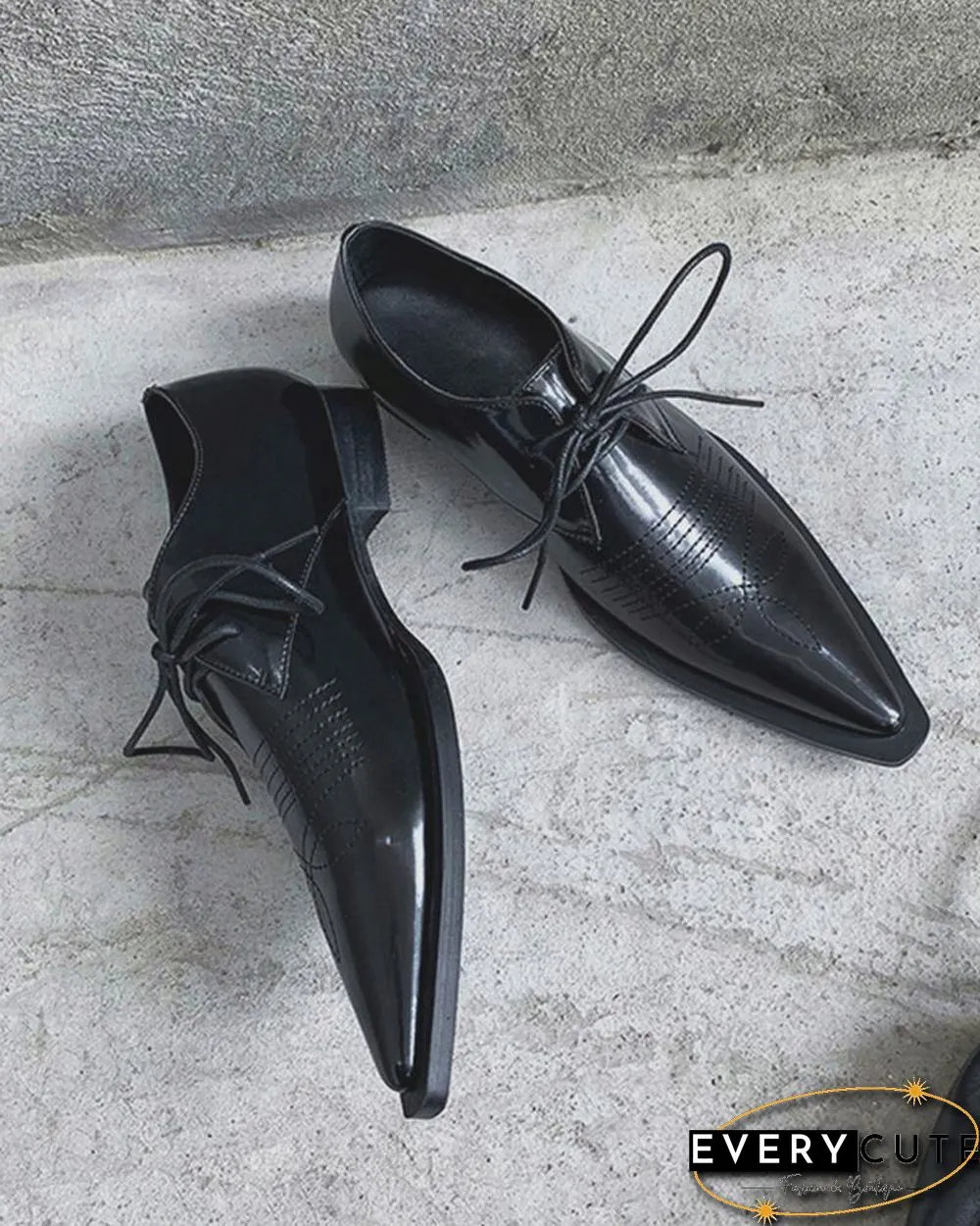 Metallic Pointed Toe Oxfords