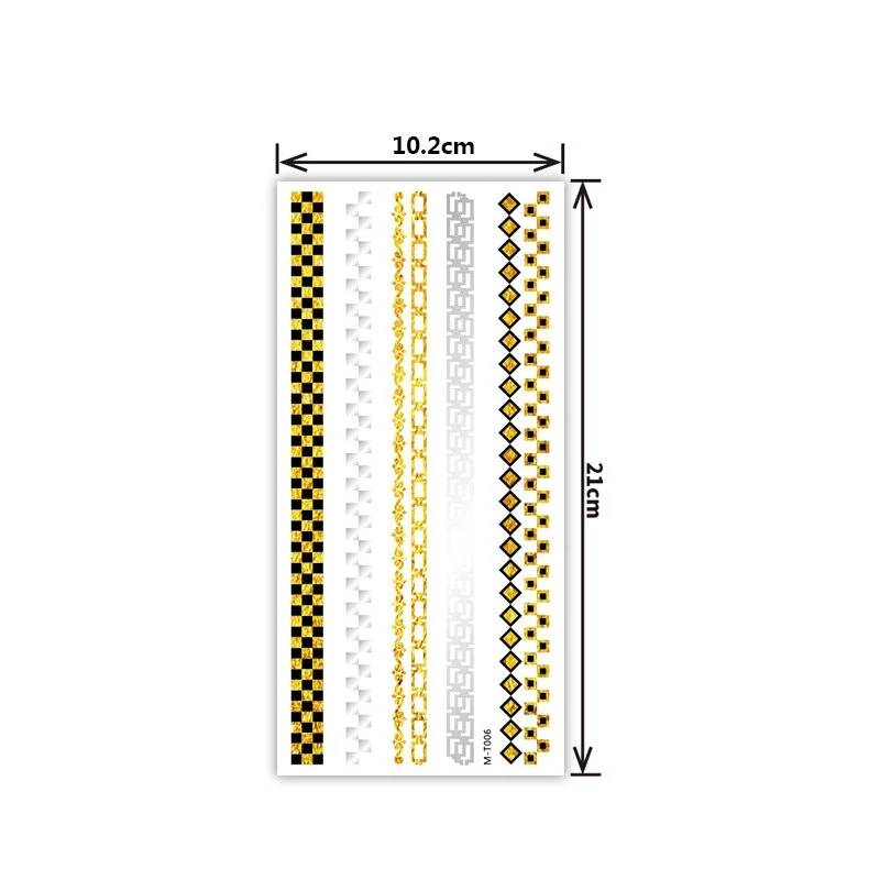 Creative personality exquisite fashion waterproof sweat gold and silver tattoo stickers bronzing and silver tattoo stickers