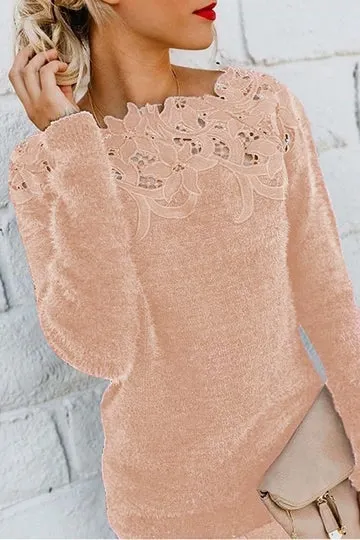 Lace Patchwork Black Sweater