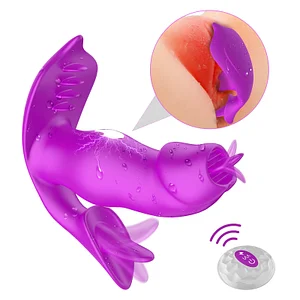 3-in-1 Electric Shock Tongue Licking Clitoral and Vaginal Stimulator with Remote Control