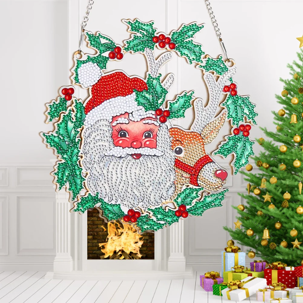 DIY Diamond Painting Art Hanging Wreath - Santa