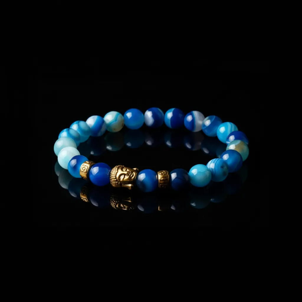 The Zen Edition | Matte Onyx & Volcanic Lava Stone Bracelet blue
